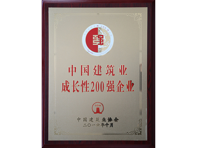 2015年度中国建筑业成长性200强企业荣誉奖牌